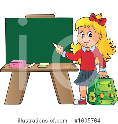 Royalty-Free (RF) School Girl Clipart Illustration by visekart - Stock Sample #1605764