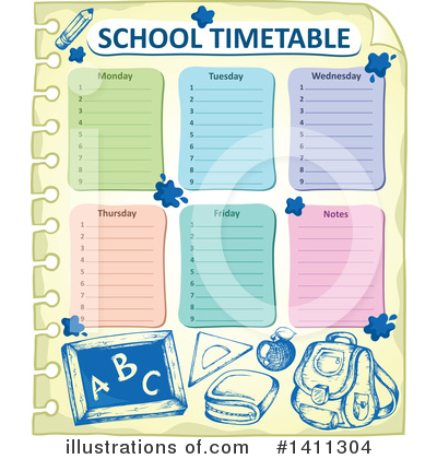 Royalty-Free (RF) School Time Table Clipart Illustration by visekart - Stock Sample #1411304