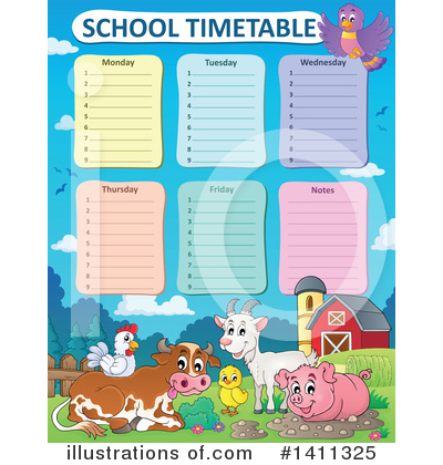 Royalty-Free (RF) School Time Table Clipart Illustration by visekart - Stock Sample #1411325