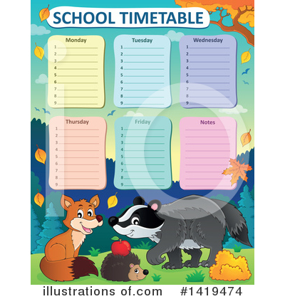 Royalty-Free (RF) School Timetable Clipart Illustration by visekart - Stock Sample #1419474