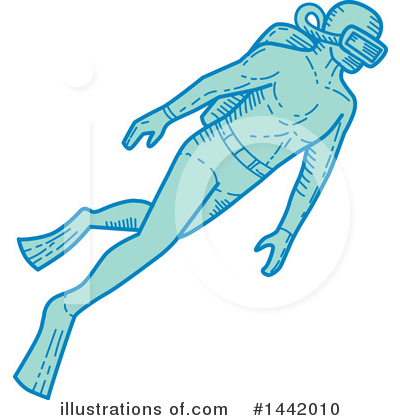 Royalty-Free (RF) Scuba Diver Clipart Illustration by patrimonio - Stock Sample #1442010