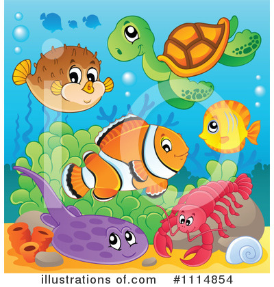 Royalty-Free (RF) Sea Life Clipart Illustration by visekart - Stock Sample #1114854