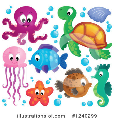 Royalty-Free (RF) Sea Life Clipart Illustration by visekart - Stock Sample #1240299