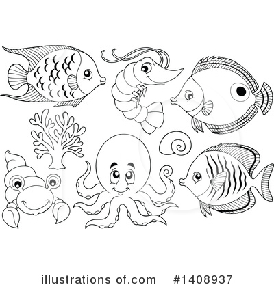Royalty-Free (RF) Sea Life Clipart Illustration by visekart - Stock Sample #1408937