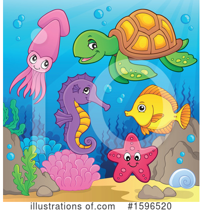 Royalty-Free (RF) Sea Life Clipart Illustration by visekart - Stock Sample #1596520