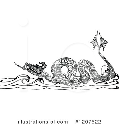 Royalty-Free (RF) Sea Monster Clipart Illustration by Prawny Vintage - Stock Sample #1207522