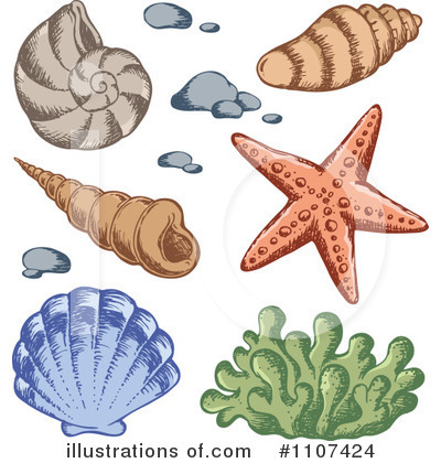 Royalty-Free (RF) Sea Shells Clipart Illustration by visekart - Stock Sample #1107424