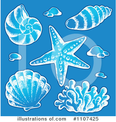 Royalty-Free (RF) Sea Shells Clipart Illustration by visekart - Stock Sample #1107425