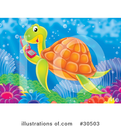 Royalty-Free (RF) Sea Turtle Clipart Illustration by Alex Bannykh - Stock Sample #30503