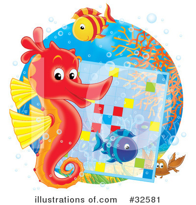 Royalty-Free (RF) Seahorse Clipart Illustration by Alex Bannykh - Stock Sample #32581