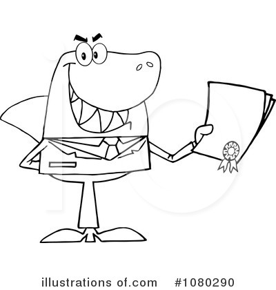 Royalty-Free (RF) Shark Businessman Clipart Illustration by Hit Toon - Stock Sample #1080290