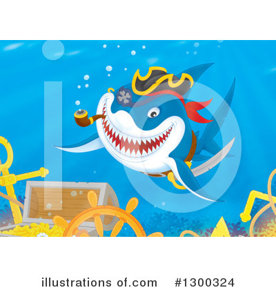 Royalty-Free (RF) Shark Clipart Illustration by Alex Bannykh - Stock Sample #1300324