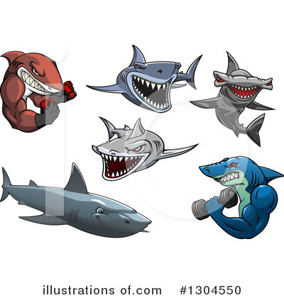 Royalty-Free (RF) Shark Clipart Illustration by Vector Tradition SM - Stock Sample #1304550
