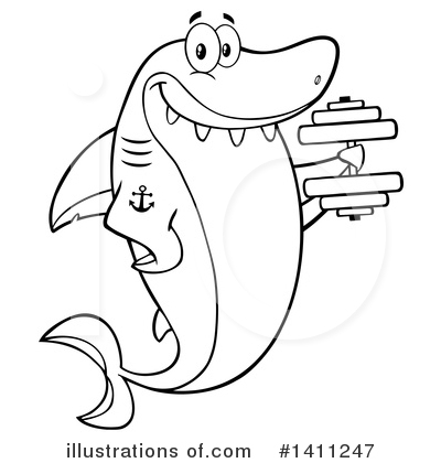Royalty-Free (RF) Shark Clipart Illustration by Hit Toon - Stock Sample #1411247