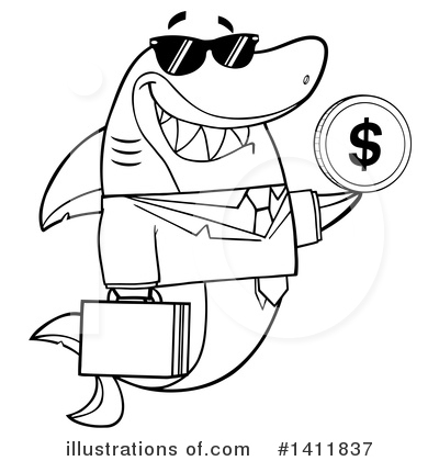 Royalty-Free (RF) Shark Clipart Illustration by Hit Toon - Stock Sample #1411837