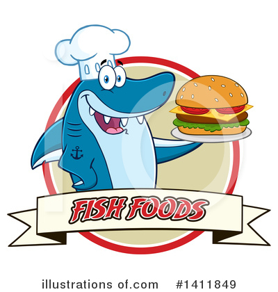 Royalty-Free (RF) Shark Clipart Illustration by Hit Toon - Stock Sample #1411849