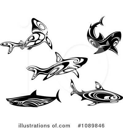 Royalty-Free (RF) Sharks Clipart Illustration by Vector Tradition SM - Stock Sample #1089846