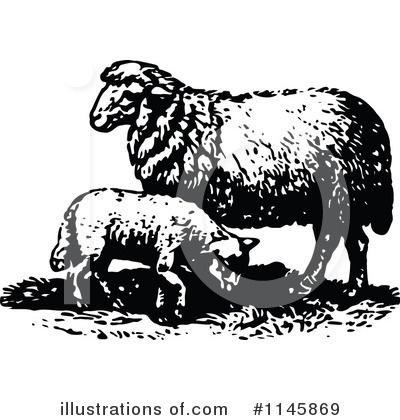Royalty-Free (RF) Sheep Clipart Illustration by Prawny Vintage - Stock Sample #1145869