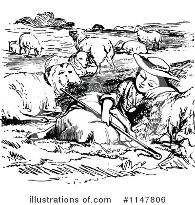 Royalty-Free (RF) Shepherd Clipart Illustration by Prawny Vintage - Stock Sample #1147806