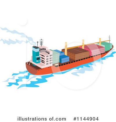 Cargo Ship Clipart #1144904 by patrimonio