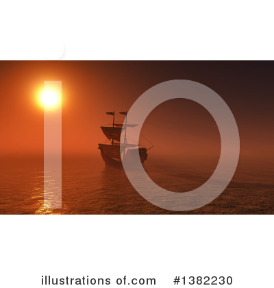 Ocean Sunset Clipart #1382230 by KJ Pargeter