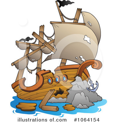 Royalty-Free (RF) Shipwreck Clipart Illustration by visekart - Stock Sample #1064154