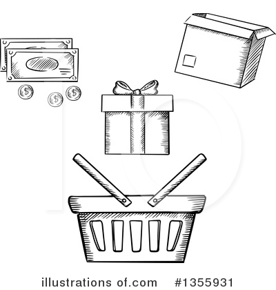 Shopping Basket Clipart #1355931 by Vector Tradition SM