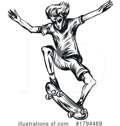 Skateboarding Clipart #1794469 by Domenico Condello