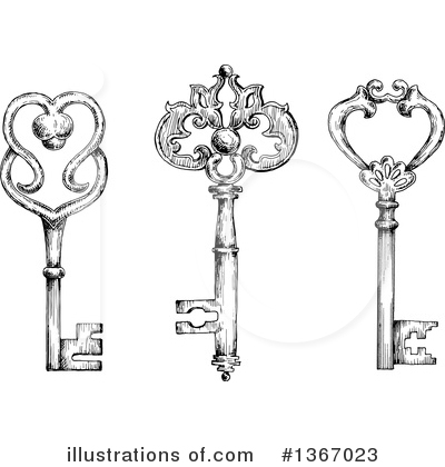 Royalty-Free (RF) Skeleton Key Clipart Illustration by Vector Tradition SM - Stock Sample #1367023