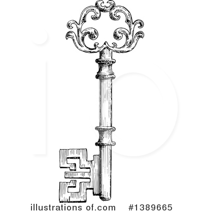 Royalty-Free (RF) Skeleton Key Clipart Illustration by Vector Tradition SM - Stock Sample #1389665