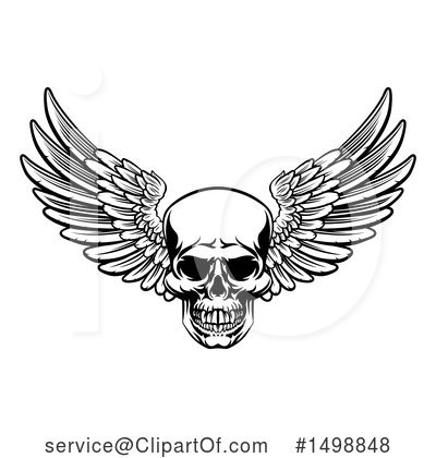 Winged Skull Clipart #1498848 by AtStockIllustration