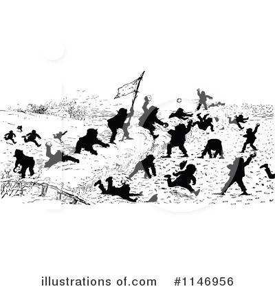Royalty-Free (RF) Snowball Fight Clipart Illustration by Prawny Vintage - Stock Sample #1146956