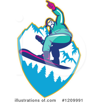 Royalty-Free (RF) Snowboarding Clipart Illustration by patrimonio - Stock Sample #1209991