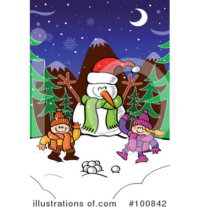 Royalty-Free (RF) Snowman Clipart Illustration by Zooco - Stock Sample #100842
