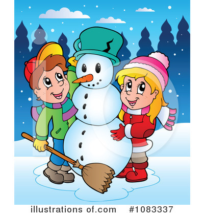 Royalty-Free (RF) Snowman Clipart Illustration by visekart - Stock Sample #1083337