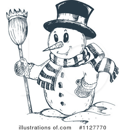 Royalty-Free (RF) Snowman Clipart Illustration by visekart - Stock Sample #1127770