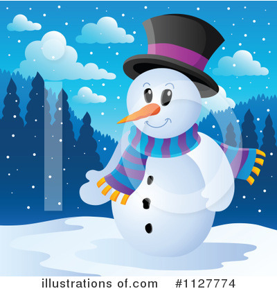 Royalty-Free (RF) Snowman Clipart Illustration by visekart - Stock Sample #1127774