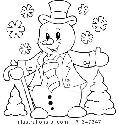 Royalty-Free (RF) Snowman Clipart Illustration by visekart - Stock Sample #1347347