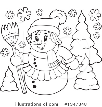 Royalty-Free (RF) Snowman Clipart Illustration by visekart - Stock Sample #1347348