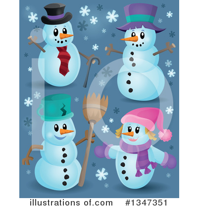 Royalty-Free (RF) Snowman Clipart Illustration by visekart - Stock Sample #1347351