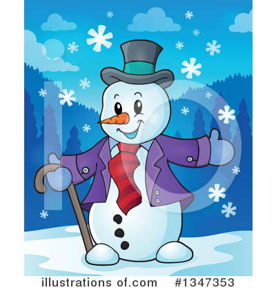 Royalty-Free (RF) Snowman Clipart Illustration by visekart - Stock Sample #1347353