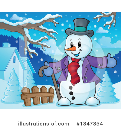 Royalty-Free (RF) Snowman Clipart Illustration by visekart - Stock Sample #1347354