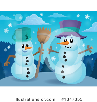 Royalty-Free (RF) Snowman Clipart Illustration by visekart - Stock Sample #1347355