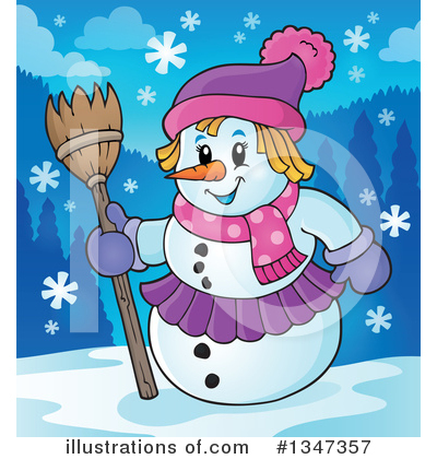 Royalty-Free (RF) Snowman Clipart Illustration by visekart - Stock Sample #1347357