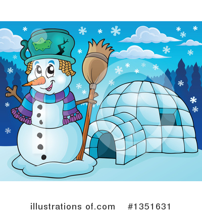 Royalty-Free (RF) Snowman Clipart Illustration by visekart - Stock Sample #1351631