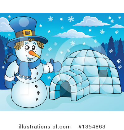 Royalty-Free (RF) Snowman Clipart Illustration by visekart - Stock Sample #1354863