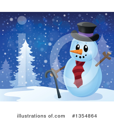 Royalty-Free (RF) Snowman Clipart Illustration by visekart - Stock Sample #1354864