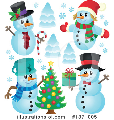Royalty-Free (RF) Snowman Clipart Illustration by visekart - Stock Sample #1371005
