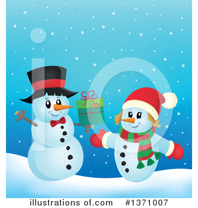 Royalty-Free (RF) Snowman Clipart Illustration by visekart - Stock Sample #1371007