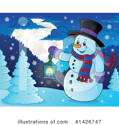 Royalty-Free (RF) Snowman Clipart Illustration by visekart - Stock Sample #1426747